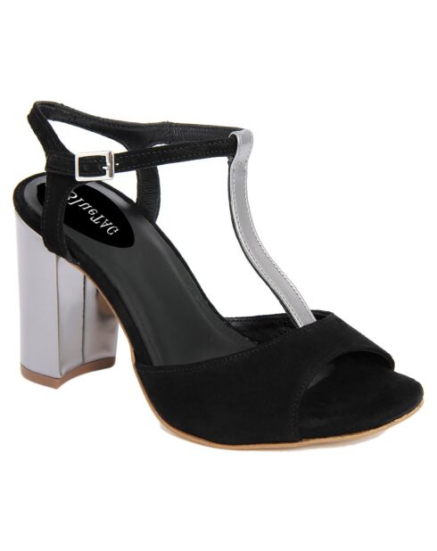 Sandales à talon Perouse noires  - Talon 9 cm