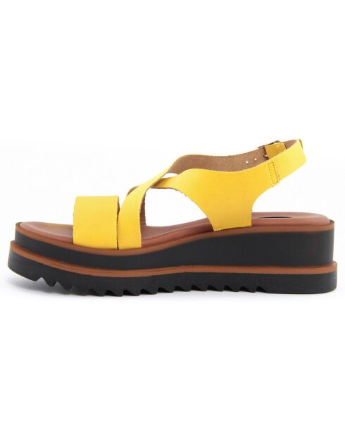 Sandales compensées Messine jaunes - Talon 5 cm