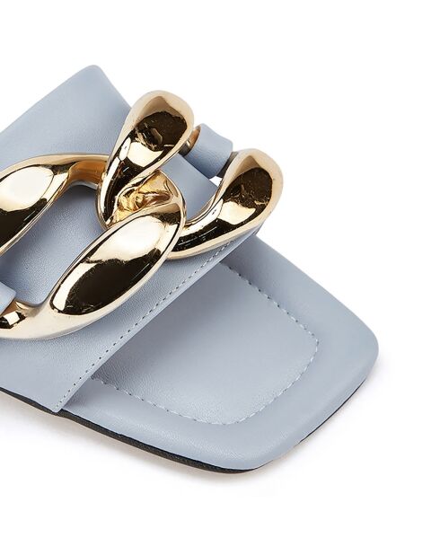 Mules plates Venise Bleu ciel