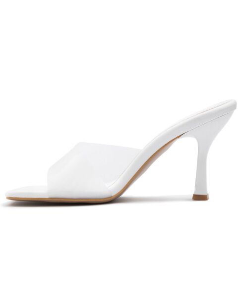 Mules à talon Plaisance blanches - Talon 8 cm