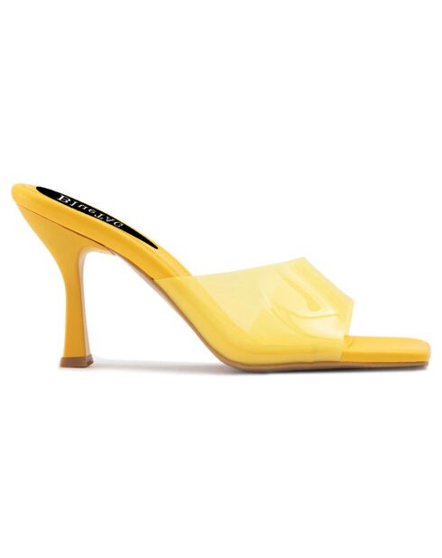 Mules à talon Plaisance jaunes - Talon 8 cm