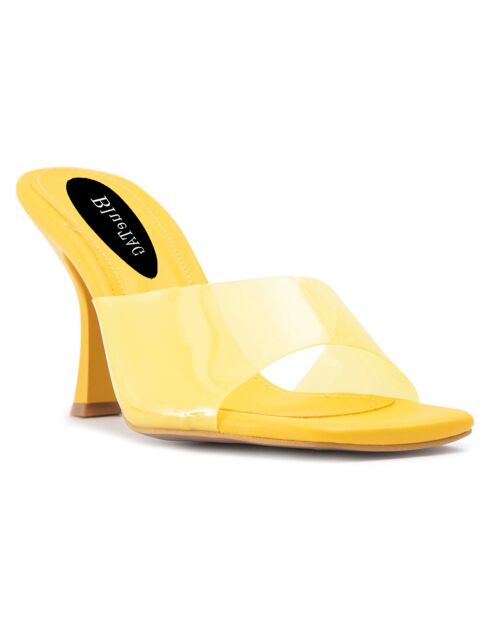 Mules à talon Plaisance jaunes - Talon 8 cm