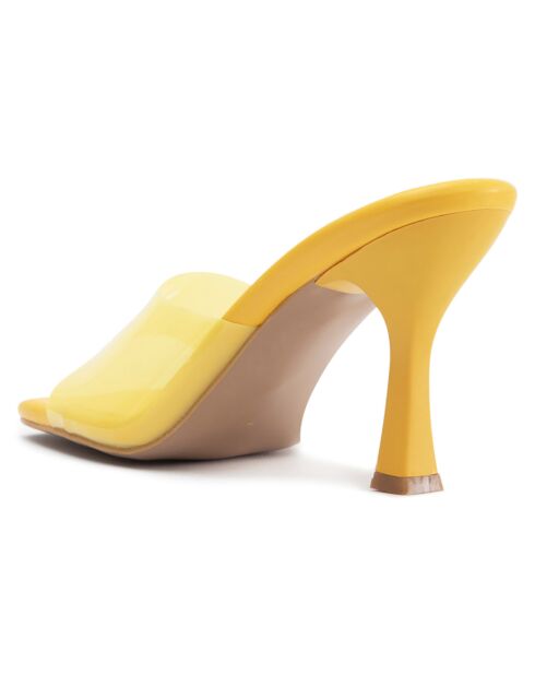 Mules à talon Plaisance jaunes - Talon 8 cm