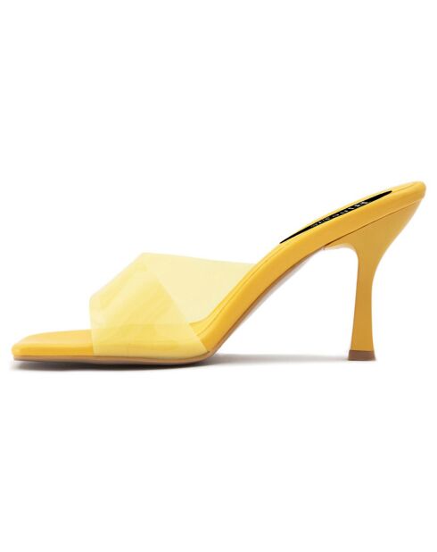 Mules à talon Plaisance jaunes - Talon 8 cm