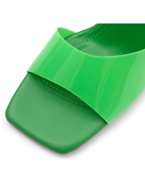 Mules à talon Plaisance vertes - Talon 8 cm