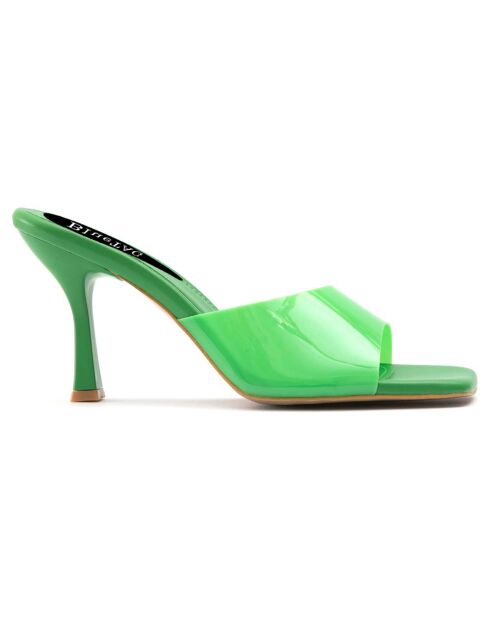 Mules à talon Plaisance vertes - Talon 8 cm