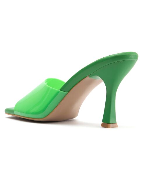 Mules à talon Plaisance vertes - Talon 8 cm