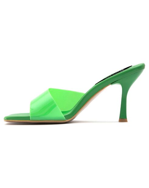 Mules à talon Plaisance vertes - Talon 8 cm