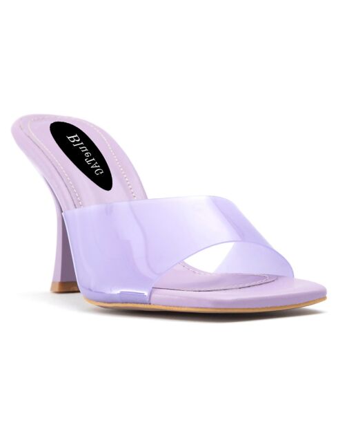 Mules à talon Plaisance violettes - Talon 8 cm