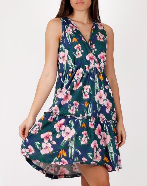 Marineblauwe jurk zonder mouwen Hawaii