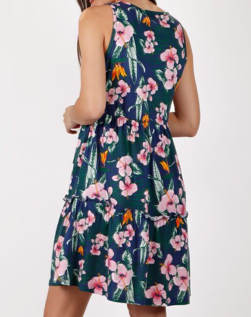 Marineblauwe jurk zonder mouwen Hawaii