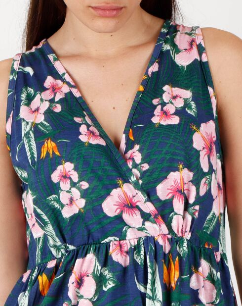 Marineblauwe jurk zonder mouwen Hawaii