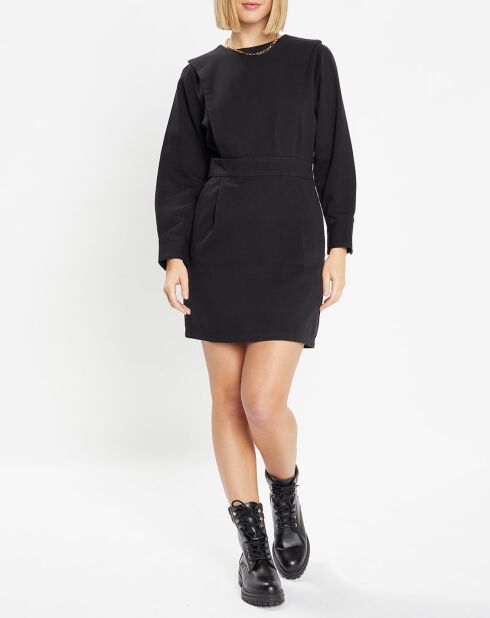 Robe courte en Coton bio Clara unie noire
