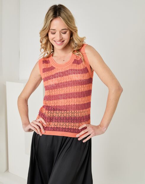 Pull sans manches Aurore orange
