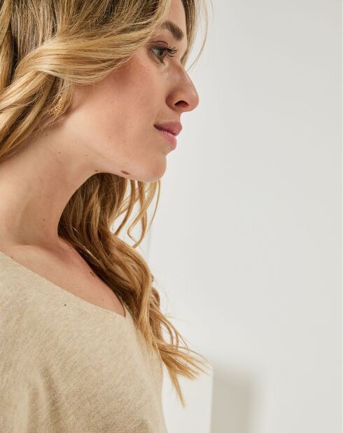 Pullover beige in cotone e cashmere