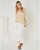 Pull en Coton & Cachemire Marine beige