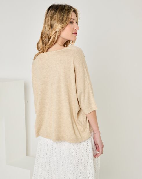 Pullover beige in cotone e cashmere