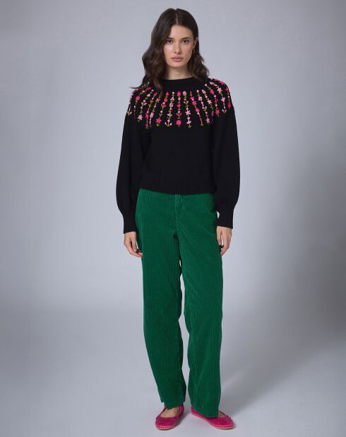 Pantalon en Velours côtelé Baggy     vert indien