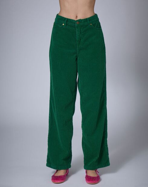 Pantalon en Velours côtelé Baggy     vert indien