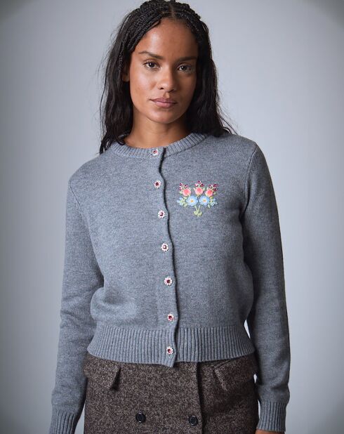 Cardigan en Laine mélangée Bcbg     gris