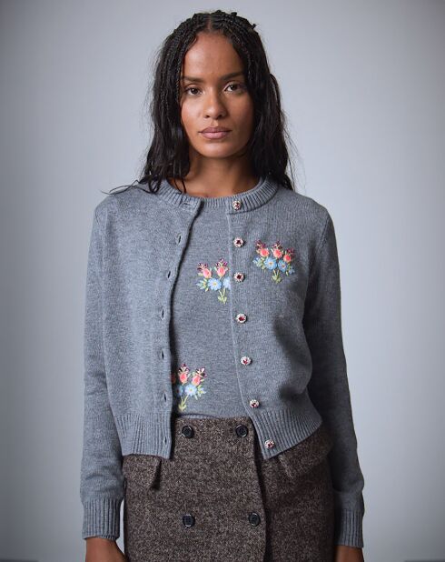 Cardigan en Laine mélangée Bcbg     gris