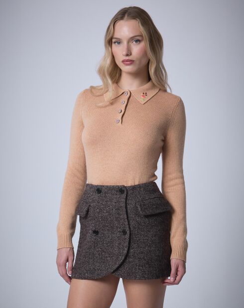 Pull Polo en Laine mélangée BCBG     camel