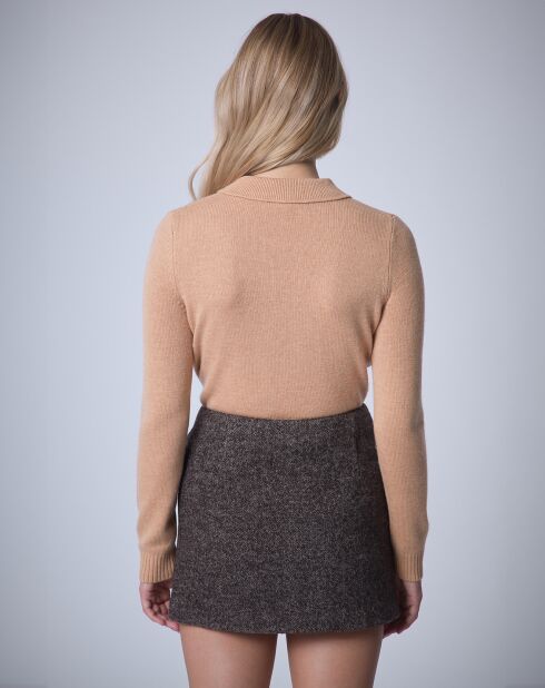 Pull Polo en Laine mélangée BCBG     camel