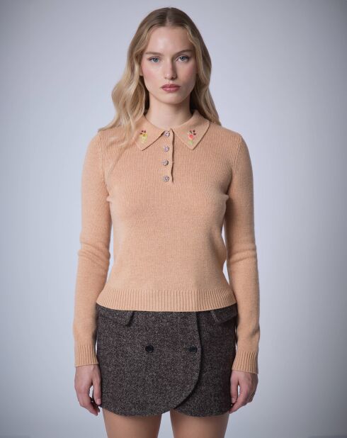 Pull Polo en Laine mélangée BCBG     camel