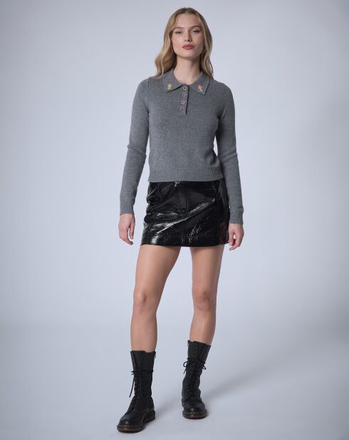 Pull Polo en Laine mélangée BCBG     gris