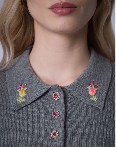 Pull Polo en Laine mélangée BCBG     gris