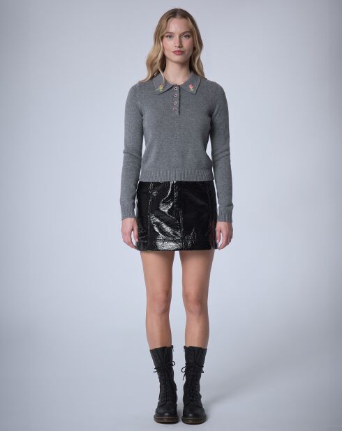 Pull Polo en Laine mélangée BCBG     gris