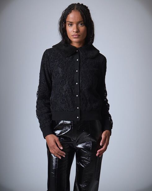 Cardigan Maille Dentelle    noir