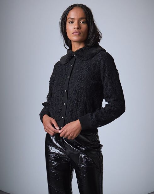 Cardigan Maille Dentelle    noir