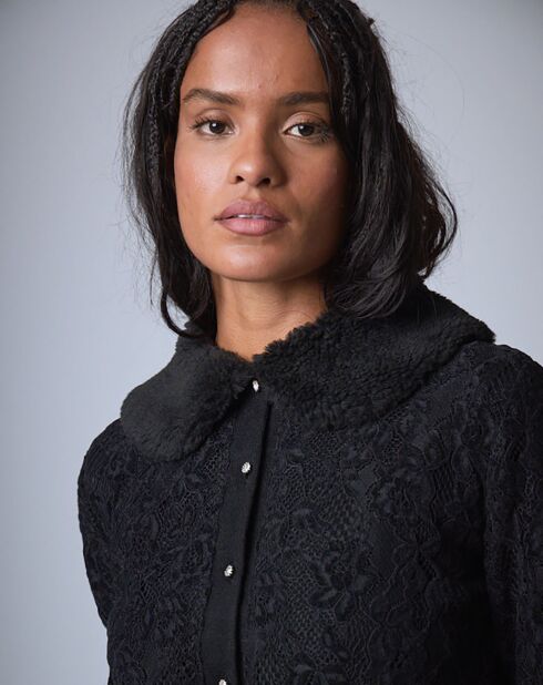 Cardigan Maille Dentelle    noir