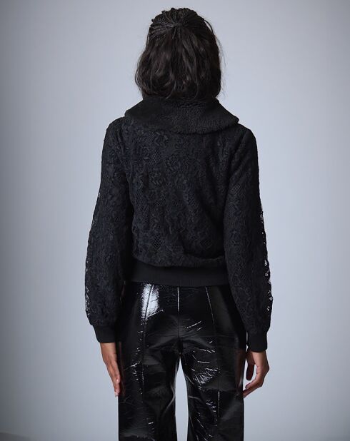 Cardigan Maille Dentelle    noir