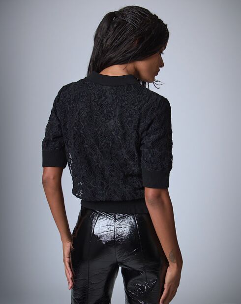 Polo Maille Dentelle    noir
