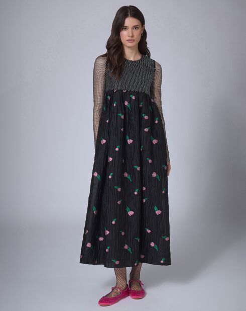 Robe longue Flower Bubble   unique noire