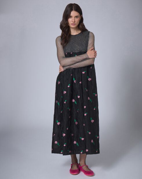 Robe longue Flower Bubble   unique noire