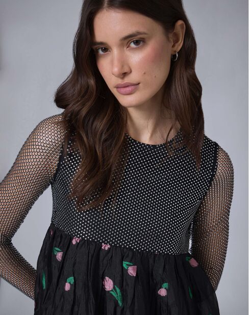 Robe longue Flower Bubble   unique noire