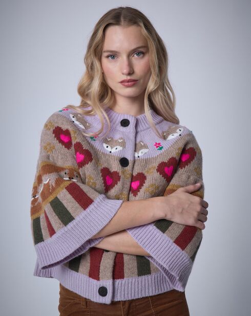 Cardigan 100% Laine Fox Farm    unique