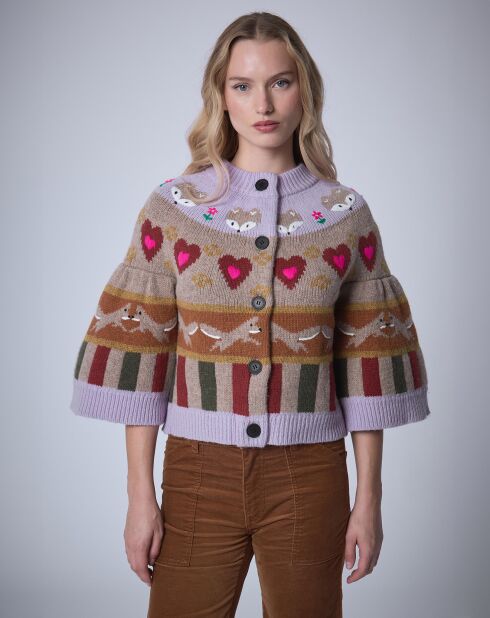 Cardigan 100% Laine Fox Farm    unique