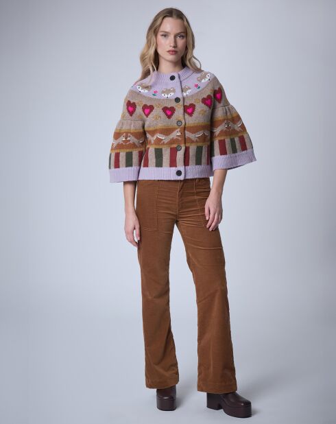Cardigan 100% Laine Fox Farm    unique