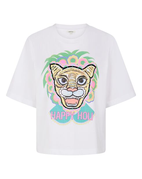 T-Shirt Happy Holi    blanc