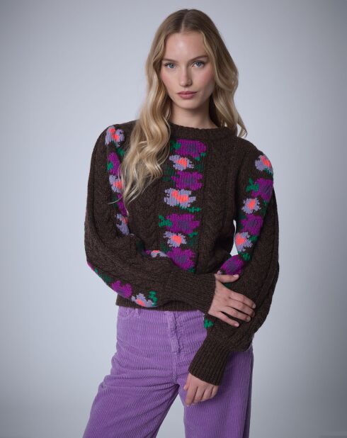 Pull 100% Laine Heidi     chocolat