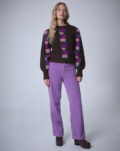 Pull 100% Laine Heidi     chocolat