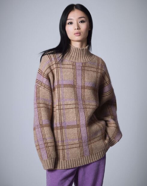 Pull en Laine & Mohair mélangés Oversize Maille Carreaux   unique