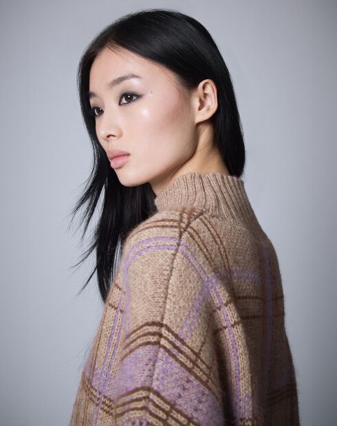 Pull en Laine & Mohair mélangés Oversize Maille Carreaux   unique