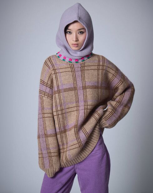 Pull en Laine & Mohair mélangés Oversize Maille Carreaux   unique