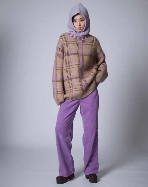 Pull en Laine & Mohair mélangés Oversize Maille Carreaux   unique