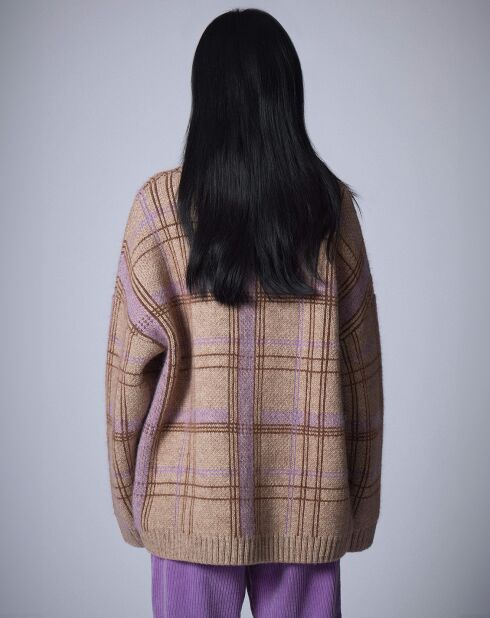 Pull en Laine & Mohair mélangés Oversize Maille Carreaux   unique